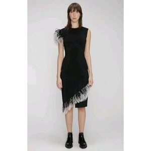 Christopher Kane Ostrich Feather Asymmetric Dress Designer Italy Size US 8 $1495